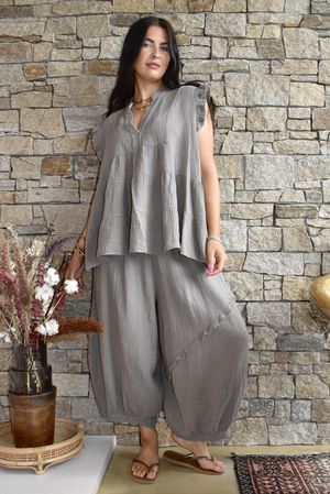 Tasha Cushion Cotton Driftwood Bloom Pant Mocha